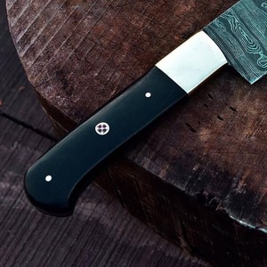 Cuchillo de Chef Moderno Hecho a Mano, Extra Afilado, Hoja de Acero de Damasco Forjado de 8 Pulgadas de Largo, Ambidiestro, 3.0 mm, Horn - Product Image 2
