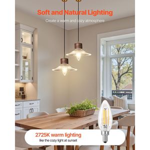 Lampadine LED Vintage in Vetro Trasparente per Candelabri, Confezione da 12, Dimmerabili, Luce Calda 2725K - Product Image 6