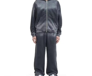 Unisex Tracksuit Hooded Full <b>Sleeve</b> Solid Color <b>Sweatshirt</b> Pants 100% Cotton Breathable Casual Autumn Wear - Product Image 1