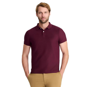 เสื้อโปโลชายสีเบอร์กันดี แขนสั้น สไตล์ลำลอง ผ้าระบายอากาศ รับทำโลโก้ตามสั่ง OEM ODM - Product Image 1