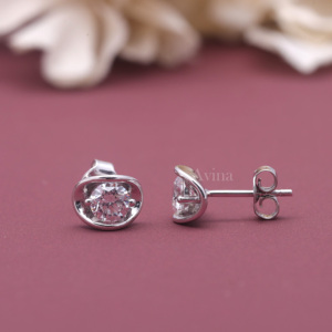 IGI Certified Lab Grown Diamond Bezel Set Round <b>Stud</b> <b>Earrings</b> in 9K White / Rose & Yellow Gold | Minimalist Diamond <b>Earrings</b> - Product Image 2