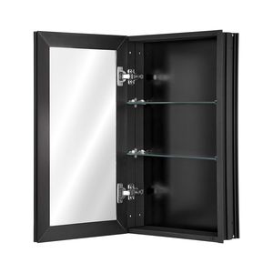 Armadietto Portamedicinali 14 X 24 Pollici con Specchio da Bagno a Parete con Cornice in Alluminio e 2 Ripiani Regolabili - Product Image 1