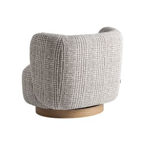 Fauteuil pivotant moderne en teck rembourré, fauteuil barillet avec base rotative à 360 degrés, coussin moelleux, mobilier de luxe pour hôtel - Product Image 2
