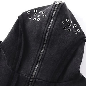 Fabricante de Sudaderas con Logotipo Personalizado, Sudadera con Cremallera Completa, Mezcla de Algodón, Estilo Urbano, Holgada, Informal, con Doble Cremallera - Product Image 4