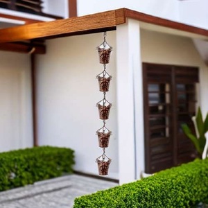 New Arrival Vintage Look Durable <b>Garden</b> Rain Chain <b>Hanging</b> Ornament Decorative Metal Rustic Rain Chain Rainwater Droplets - Product Image 3