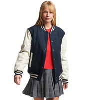 Veste universitaire de haute qualité pour femmes, logo bleu/blanc, Dream Team, manches longues, longueur courte, tendance, couleur personnalisée