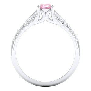 Anillos de Morganita de Corte Redondo de Alta Calidad REYES de 0.5 Quilates en Plata de Ley 925, Joyería de Compromiso y Boda con Moissanita - Product Image 4