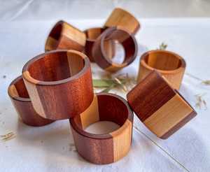 Classic Handcrafted Wooden Napkin Rings | Elegant Vintage Acacia or Teak Wood Napkin Holders - Product Image 4