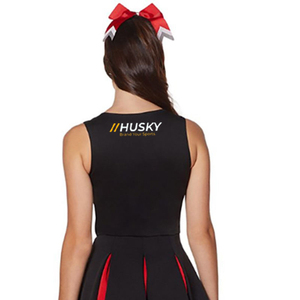 Ensembles d'uniformes de cheerleading personnalisés pour filles et adultes, avec logo frontal imprimé par transfert thermique, pour équipes et compétitions, couleurs variées, hauts et shorts 100% coton - Product Image 3