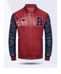 Veste universitaire pour homme avec différents patchs, manches en toile, coupe-vent, à capuche, matelassée, style universitaire - Product Image 6