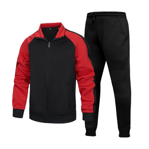 Ensemble de survêtement deux pièces personnalisé pour homme : veste zippée à manches raglan et pantalon de jogging en molleton épais - Product Image 4