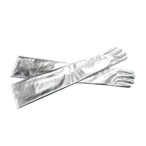 Gants longs et fins pour femmes, sexy, en similicuir PU, rouge métallisé brillant, 50 cm, antidérapants, chauds, pour la conduite, avec manches intégrées. - Product Image 5