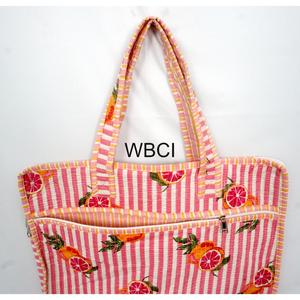 กระเป๋าใส่แล็ปท็อปทำจากผ้าฝ้ายพิมพ์ลายบล็อกแบบอินเดีย ยี่ห้อ WOODEN BLOCK CRAFT INDIA เป็นมิตรกับสิ่งแวดล้อม ขนาดใหญ่ จุของได้เยอะ เหมาะสำหรับสะพายไหล่ ใช้ได้ทุกวัน และเดินทาง - Product Image 6