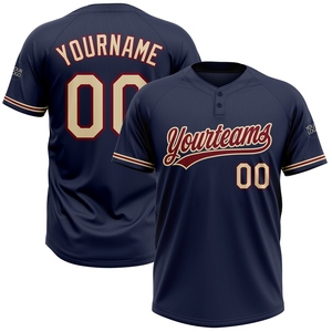 Wholesale Direct Industry Best Selling Custom Navy City -Crimson Two-<b>Button</b> Unisex Softball Jersey - Product Image 2