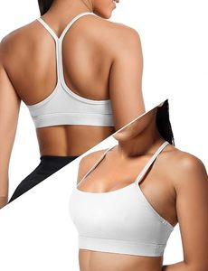 Soutien-gorge de sport blanc pour femme, maintien élevé, dos nu, design à bretelles, ajustement sans couture, pour yoga, course et entraînement - Product Image 1