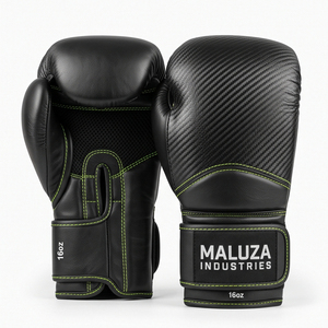 ถุงมือชกมวยหนังแท้คุณภาพพรีเมียมจาก MALUZA INDUSTRIES ปิดแบบตีนตุ๊กแก ป้ายกำกับสั่งทำพิเศษ ดูดซับแรงกระแทกสูง เหมาะสำหรับการฝึกซ้อม - Product Image 1