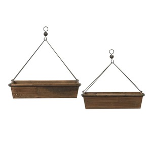 Jardinière suspendue en bois rustique, design rectangulaire, pour fleurs et plantes vertes, utilisation intérieure et extérieure - Product Image 5