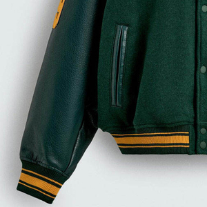 Glory Custom Varsity Jacket Mens Wool <b>Blend</b> PU Leather Sleeve Button Up Streetwear Baseball Jacket Bulk Wholesale OEM - Product Image 5