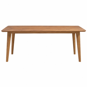 Table à manger rectangulaire en teck massif, design scandinave moderne, bord arrondi, pieds effilés, capacité de 6 personnes, hôtel - Product Image 1