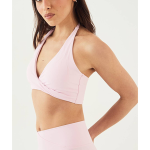 Sujetador deportivo de alta calidad con tacto suave y diseño frontal retorcido, color nude, ajustado, con espalda halter, para correr, actividades al aire libre y yoga. - Product Image 5