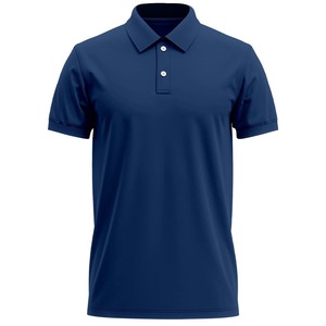 Men's <b>Navy</b> Blue Short Sleeve <b>Polo</b> <b>Shirt</b> Solid Color Pique Knitted Casual Breathable Design - Product Image 1