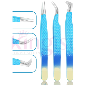 Custom Logo Matte Black Curved Volume Eyelash Tweezer Set 90 Degree Russian Volume Fiber Tip Lash Tweezers for Eyelash Extension - Product Image 4