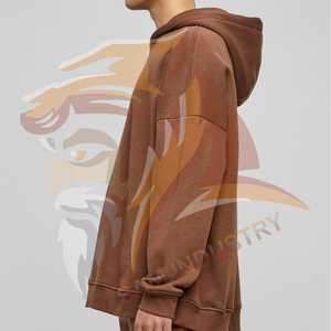 Vêtements d'hiver à manches longues, sweats à capuche pour hommes, style hip-hop, pull-over 100% coton, surdimensionné, logo personnalisé imprimé, sweats en molleton - Product Image 3