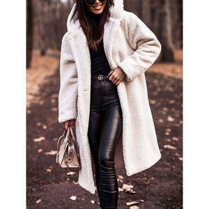 Manteau Teddy en fausse fourrure longue et chaude pour femme, automne-hiver, gris, taille M - Product Image 6