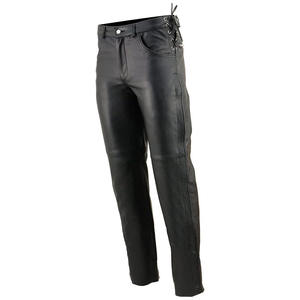 Pantalon de moto classique décontracté en cuir personnalisable Samroz Sports pour homme, noir, toutes saisons, coutures invisibles - Product Image 3