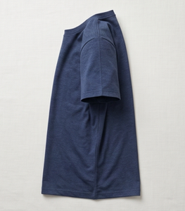 T-shirt à manches courtes bleu marine pour homme, coupe classique, couleur unie, décontracté, col rond, jersey en coton tricoté - Product Image 4
