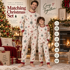 Ensemble de pyjamas en flanelle imprimée de Noël, manches longues, deux pièces, assortis pour la famille, vêtements de nuit d'hiver, doux et confortables, longueur intégrale - Product Image 3