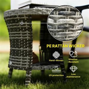 Tavolino da Caffè Grigio Misto per Esterni, Tavolino Laterale per Terrazza e Giardino, Solo Arredamento da Patio - Product Image 3