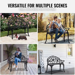 Banc de jardin en métal avec dossier, capacité de charge de 480 lb, 38,8 pouces, pour hôtel et salle de sport - Product Image 6
