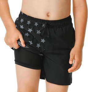 Shorts de sport décontractés pour hommes, noirs, à séchage rapide, infroissables, tissés, rayés, à cordon de serrage, taille mi-haute - Product Image 2