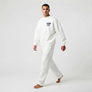 Ensemble de survêtement deux pièces pour homme de haute qualité 400 GSM, sweat-shirt et pantalon de survêtement épais, couleur blanc uni, personnalisable - Product Image 4