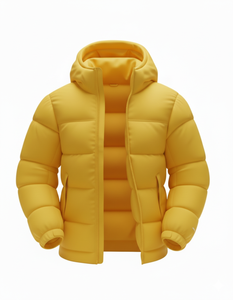 Veste matelassée jaune à capuche pour homme, épaisse et chaude, style décontracté, imperméable et écologique, avec fermeture éclair, idéale pour l'extérieur. - Product Image 4