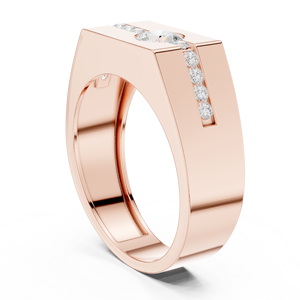 Rose Gold <b>Men</b>’s Diamond Statement <b>Ring</b> with Round-Cut Center Stone Diamonds, Elegant Luxury Wedding Band <b>for</b> <b>Men</b> - Product Image 3