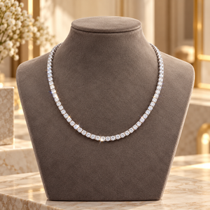 Collar de tenis de diamantes cultivados en laboratorio de 22 pulgadas de primera calidad |   Diamantes de Corte Redondo de 3MM y 0.10 CT en Oro de 9KT, Joyería al por Mayor, Lujo Nupcial B2B - Product Image 1