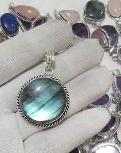 Collier pendentif en labradorite, pierre précieuse naturelle, best-seller, bijou fantaisie pour cadeau, pendentifs fins sertis, breloque, provenant d'un fournisseur en gros - Product Image 3