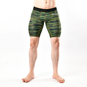 Shorts de Compresión Unisex de Nailon y Spandex, Cintura Alta Elástica, Bolsillo Oculto, Logotipo Personalizado, Secado Rápido, Ligeros, Transpirables, hasta la Rodilla - Product Image 1
