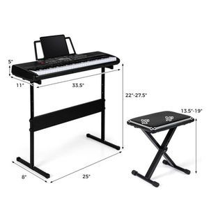 61-Key Beginner <b>Electric</b> Piano Keyboard <b>Kit</b> with Adjustable Stand and Stool for Learning Piano - Product Image 3