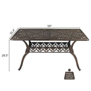 Tavolo da Giardino in Mosaico di Alluminio Pressofuso Bronzato da 59 Pollici, Tavolo da Esterno Senza Sedie - Product Image 3