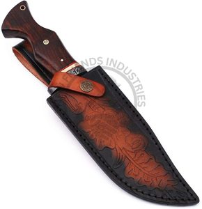 Nouvelle édition, couteau de chasse d'extérieur à lame fixe de 12 pouces, fait main, en acier Damas, type Bowie, avec manche en bois de rose, couteau de survie et de camping - Product Image 6