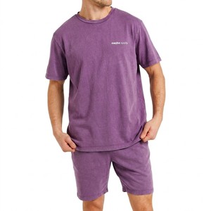 Ensemble Coordonné d'Été Violet Délavé Vintage Meyba Sports pour Hommes : T-shirt en Coton Premium Coupe Décontractée et Short Confortable - Product Image 1