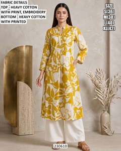 Ziva Teal Traditional Cotton <b>Kurta</b> <b>for</b> Party Wedding & Diwali - Product Image 2