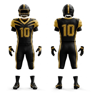 Bold Custom 2025 Full American Football Uniform Set Black Gold Jersey <b>Pants</b> Helmet Gloves 100% Polyester - Product Image 1