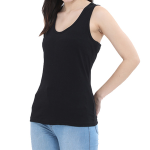 Women's White Cotton Scoop Neck Tank <b>Top</b> Casual Knitted Sleeveless Solid Color Hip Hop Style Quick Dry Short - Product Image 4