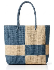 Sac fourre-tout en raphia imperméable, tissé à la main, doublé de coton, ouvert en dessus, pour le shopping, la plage, ou à porter à l'épaule, avec broderie et design tendance - Product Image 1
