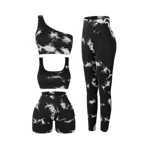 Ensemble de yoga pour femmes grande taille, logo personnalisé, écologique, 4 pièces, vêtements de fitness en couleur unie, spandex/polyester - Product Image 1