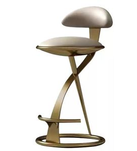 Modern Stainless Steel Counter <b>Stool</b> Adjustable Iron Base <b>Leather</b> Cushion Home Decor Bar <b>Stool</b> Coffee Shop High Chair METAL WAVE - Product Image 4